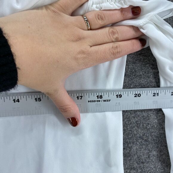 Trouve Blouse Women S Small White Round Neck Cold Shoulder Long Sleeve Hook&Eye - Picture 6 of 9